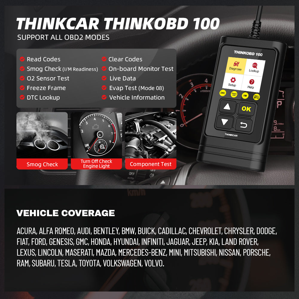 Thinkcar ThinkOBD 100 - OBD2 Scanner Engine Fault Code Reader with Full OBD2 Functions