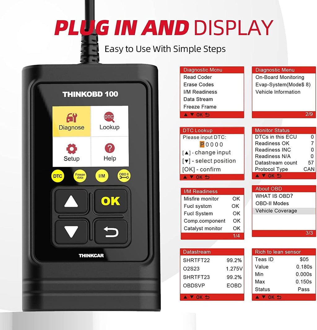 Thinkcar ThinkOBD 100 - OBD2 Scanner Engine Fault Code Reader with Full OBD2 Functions