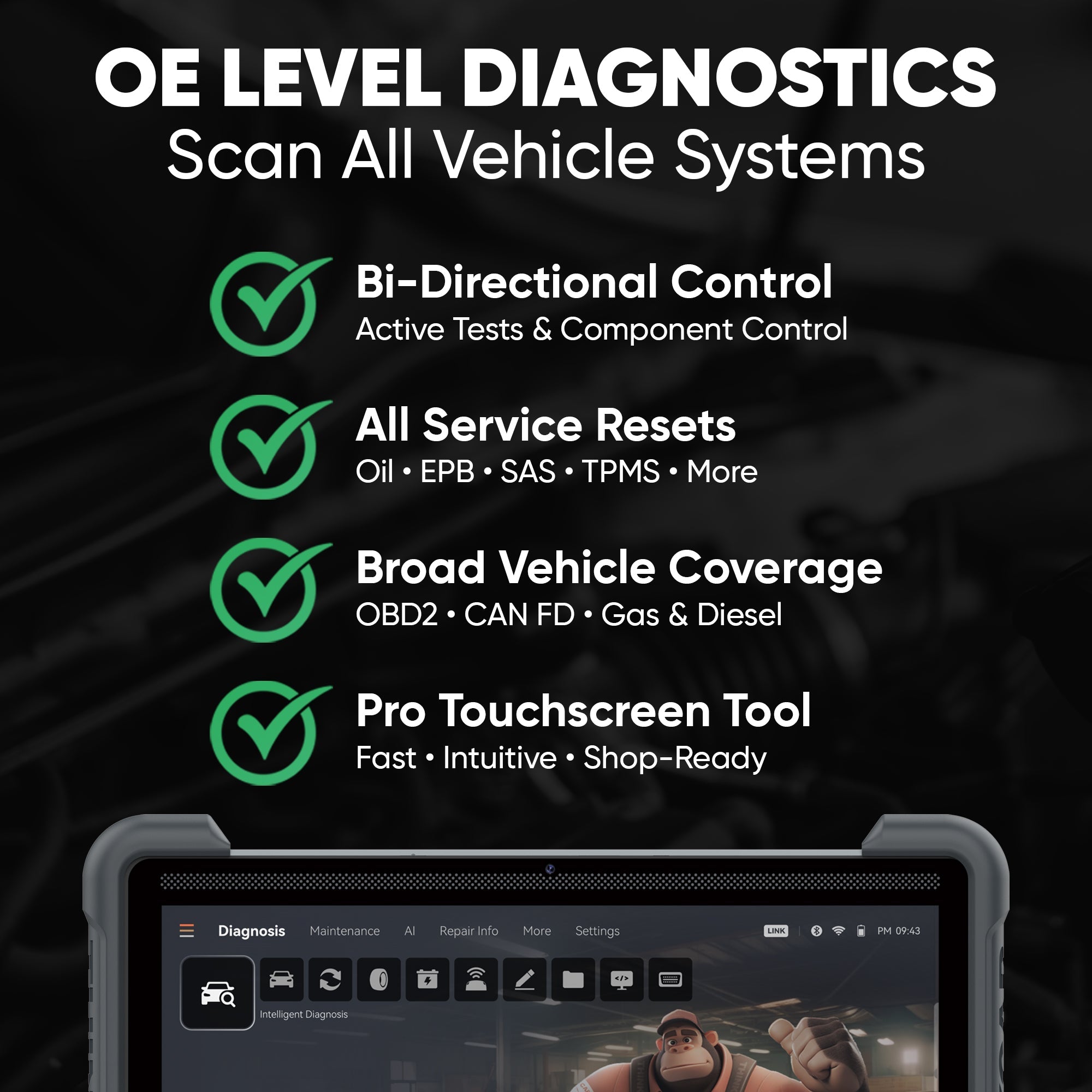 Thinkcar Platinum 394 12-Inch Professional OBD2 Scanner - Advanced Diagnostic Tool with Bi-Directional Control