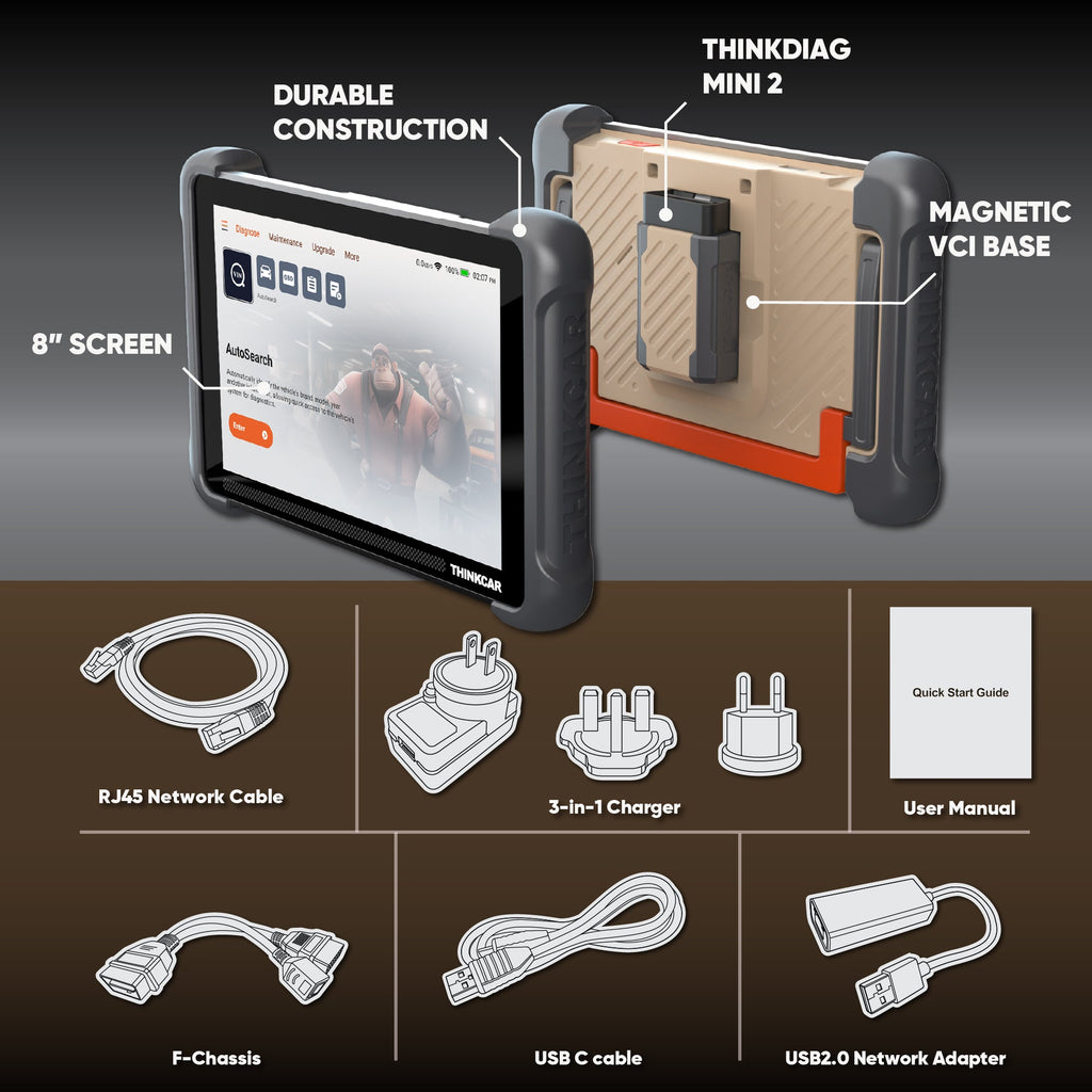 Thinkcar Platinum 191 8-Inch Professional Diagnostic Scanner - Full System OBD2 Scan Tool with Active Test Functions