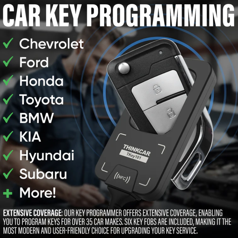 Thinkcar TKEY 101 Automotive Key Programmer - Professional Immobilizer Tool with 6 Remote Keys Included