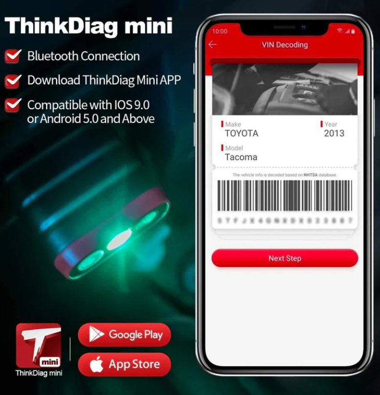 Thinkcar ThinkDiag Mini - Bluetooth OBD2 Scanner Diagnostic Tool, OE Full-System Car Scanner For IOS & Android, Check Engine Light Fault Code Reader & Scan Tool